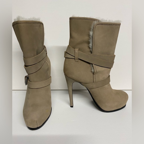 Pour La Victoire Lizzie Boots Grey Taupe Fur 8 - Picture 5 of 11